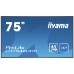 iiyama PROLITE LH7542UHS-B3 Digital signage flat panel 189.2 cm (74.5") IPS 500 cd/m² 4K Ultra HD Black Built-in processor Android 8.0 18/7