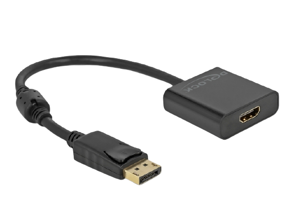 63585 DELOCK Adapter DisplayPort 1.2 male to HDMI female 4K Active black - 0.2 m - DisplayPort - HDMI - Male - Female - Straight