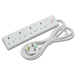 Lindy 2m 4-Way Individually Switched UK Mains Power Strips, White