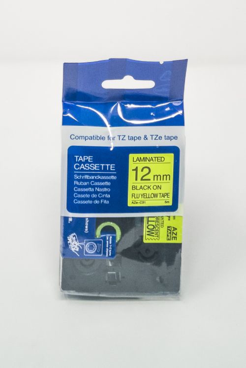 CTS Compatible Brother P-Touch TZe-C31 Black on Fluorescent Yellow also for TZ-C31 Label Cassette