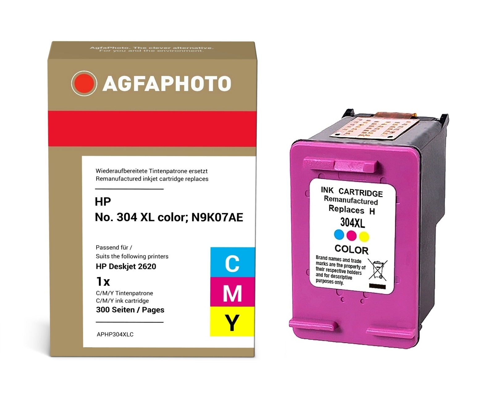 Image of AgfaPhoto Compatible Ink Cartridge. Colour. Replacement for HP No. 304