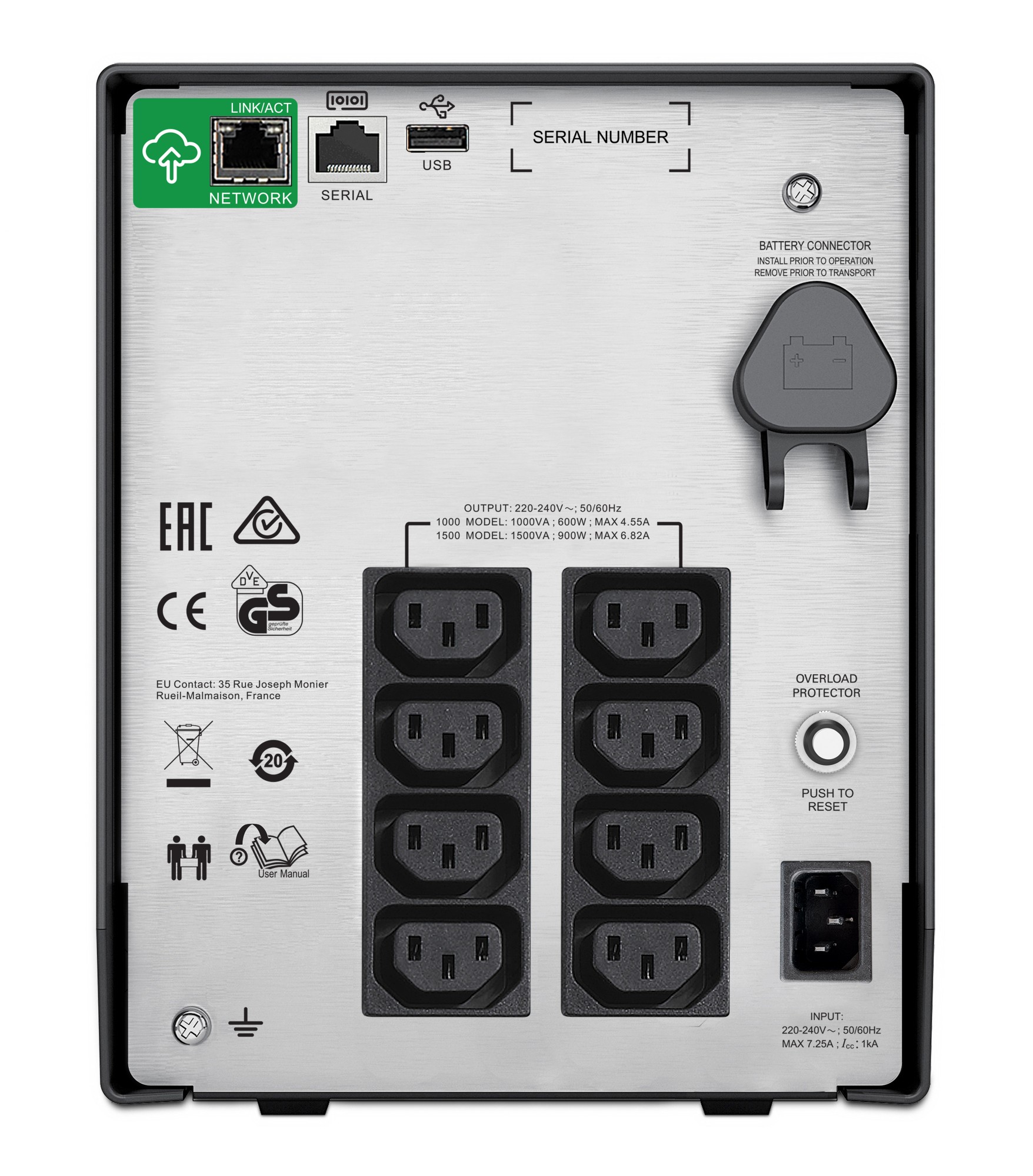 APC SMC1500IC uninterruptible power supply (UPS) Line-Interactive 1500 VA 900 W 8 AC outlet(s)