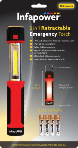 Infapower F050 flashlight Black, Red Hand flashlight LED