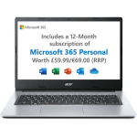 Acer A114-33/Intel Celeron processor N4500/4 GB/eMMC 128 GB/Silver/ODD/FHD/M365 Personal OPP;GamePass 3M/