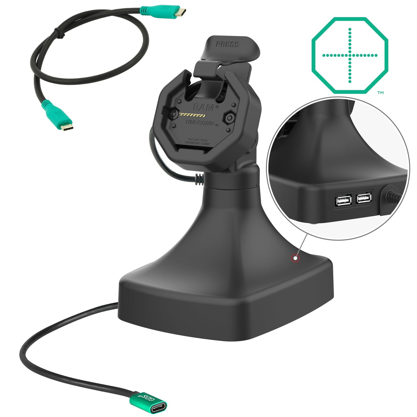 Image of RAM Mounts RAM-GDS-DOCK-D14-U3C-2A mobile device dock station Tablet/S