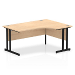 Dynamic Impulse W1600 x D800/1200 x H730mm Right Hand Crescent Desk With Cable Management Ports Cantilever Leg Maple Finish Black Frame - MI003240 DD