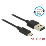 DeLOCK 84804 USB-kabel USB 2.0 0,2 m USB A Micro-USB B Zwart