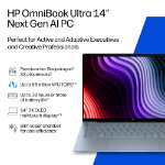 HP OmniBook Ultra Laptop Next Gen AI 14-kg0002nax Copilot+ PC 35.6 cm (14") Touchscreen 2K 16 GB LPDDR5x-SDRAM Wi-Fi 7 (802.11be) Windows 11 Home