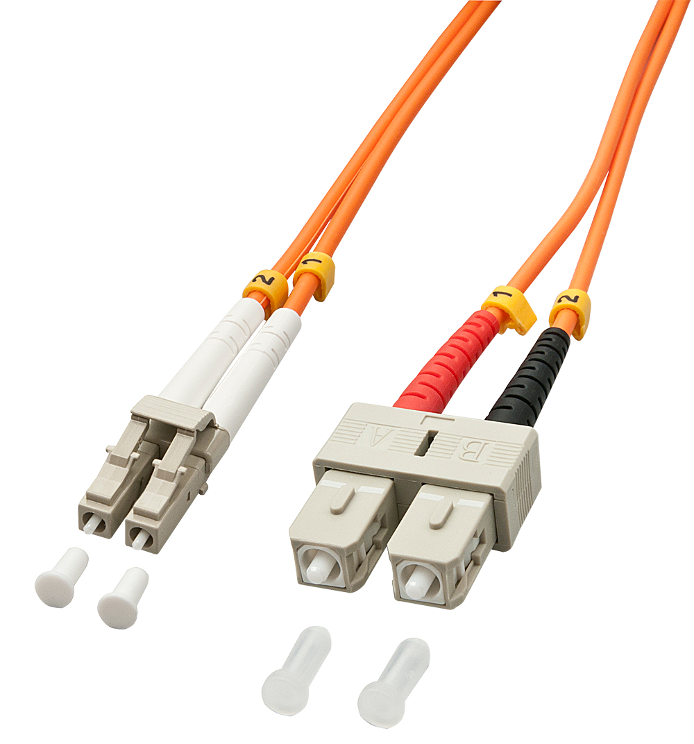 Image of Lindy 3.0m OM2 LC - SC Duplex fibre optic cable 3 m Orange