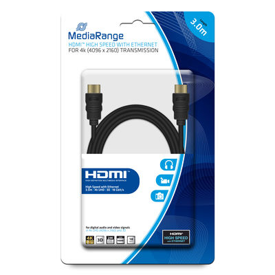 MRCS157 MEDIARANGE GE HDMI CABLE 18GBIT 3M BLK