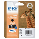 Epson C13T07114H10/T0711H Ink cartridge black high-capacity twin pack, 2x370 pages ISO/IEC 24711 11.1ml Pack=2 for Epson Stylus BX 310/600/D 120/Office B 1100/Office B 40 w