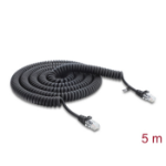 DeLOCK RJ45 Coiled Cable plug to plug Cat.5e 5 m black