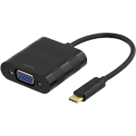 Deltaco USBC-VGA video cable adapter USB Type-C VGA (D-Sub) Black