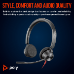 POLY Blackwire 3325 Stereo USB-C Headset +3.5mm Plug +USB-C/A Adapter