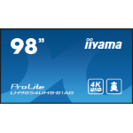 iiyama LH9854UHS-B1AG Signage Display Digital signage flat panel 2.48 m (97.5") LCD Wi-Fi 500 cd/mÂ² 4K Ultra HD Black Built-in processor Android 11 24/7