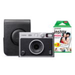 Fujifilm Instax Mini Evo Hybrid Instant Camera - Black - Camera + 20 Shot Pack + Case