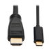 Tripp Lite U444-006-H4K6BM Cable Adaptador USB-C a HDMI (M/M) - 3.1, Gen 1, Thunderbolt 3, 4K @60 Hz, Convertidor en Medio del Cable, Negro, 1.83 m [6 pies]
