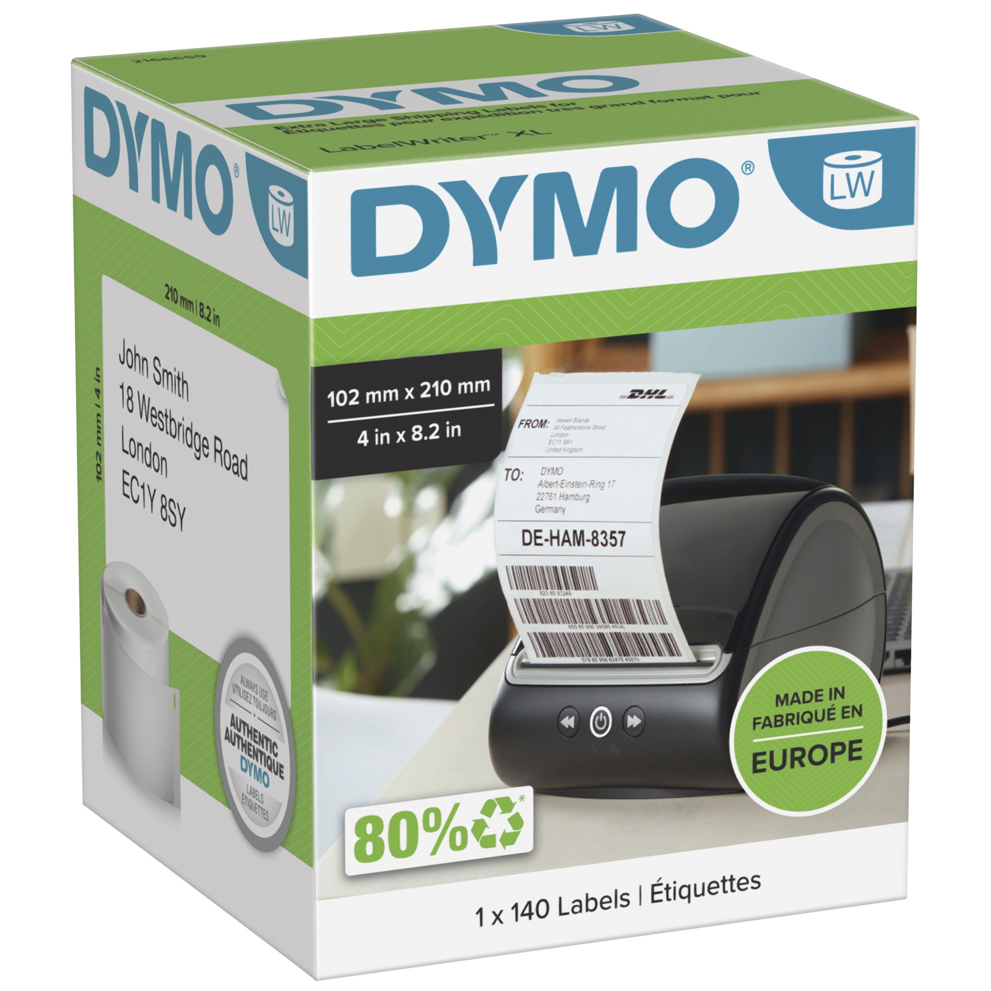 Dymo White 2166659 Directlabel-Etikettes 102Mm X 210Mm 1 X 140 Pcs For