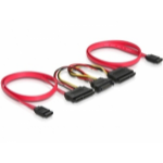 DeLOCK SATA All-in-One cable for 2x HDD SATA cable 0.5 m Red