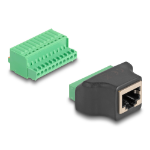 DeLOCK 66244 tussenstuk voor kabels RJ50 11 pin terminal block Zwart, Groen