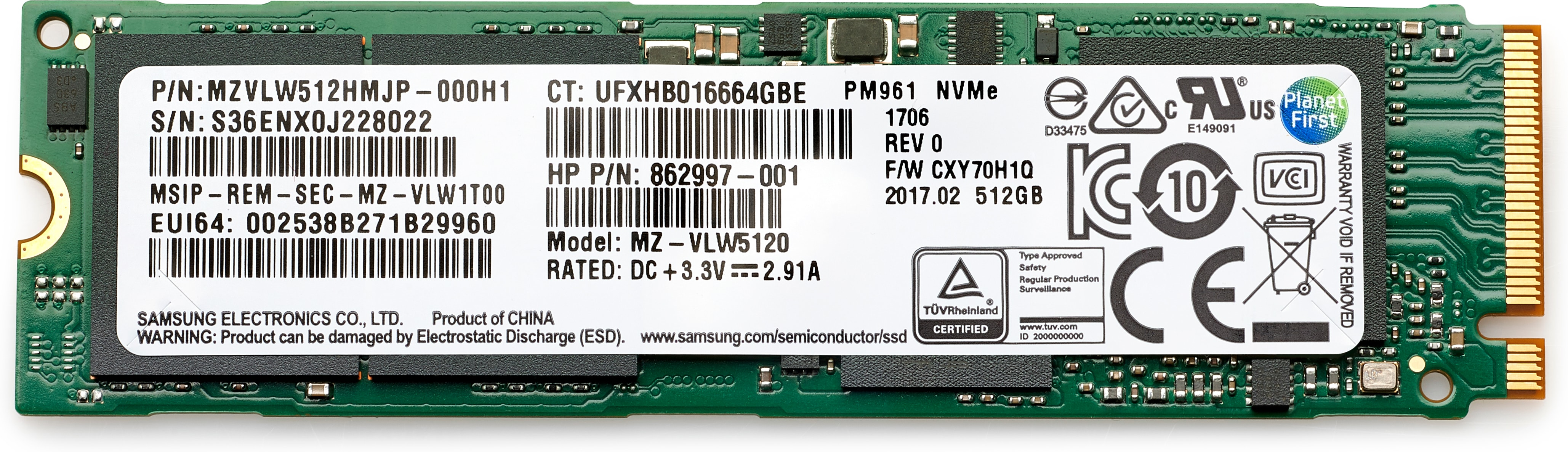 Image of HP 512GB PCIe 4x4 NVMe TLC SSD M.2 PCI Express 4.0