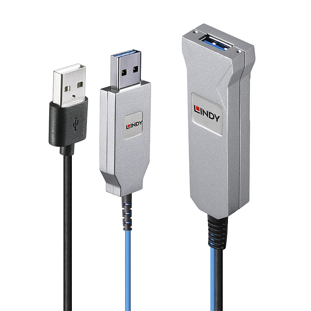 Photos - Cable (video, audio, USB) Lindy 30m Fibre Optic USB 3.0 Cable 43345 