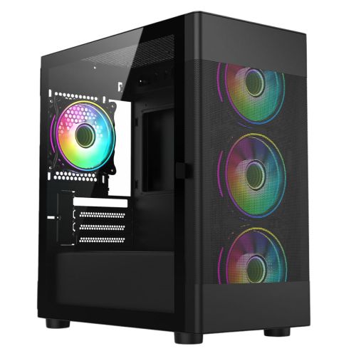 Image of VIDA Zephyr Black ARGB Gaming Case w/ Glass Window Micro ATX 4x...