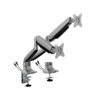 Brateck LDT82-C024UCE DUAL SCREEN HEAVY-DUTY MECHANICAL SPRING MONITOR ARM WITH USB PORTS For most 17'~35' Monitors, Matte Silver(LS)