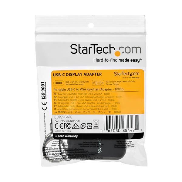 StarTech.com Portable USB-C to VGA Adapter with Quick-Connect Keychain