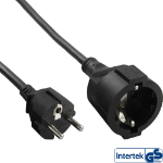 InLine Power extension cable, black, 3m, with child safety