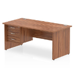 Dynamic Impulse W1600 x D800 x H730mm Straight Office Desk Panel End Leg With 1 x 3 Drawer Fixed Pedestal Walnut Finish - MI001975 DD