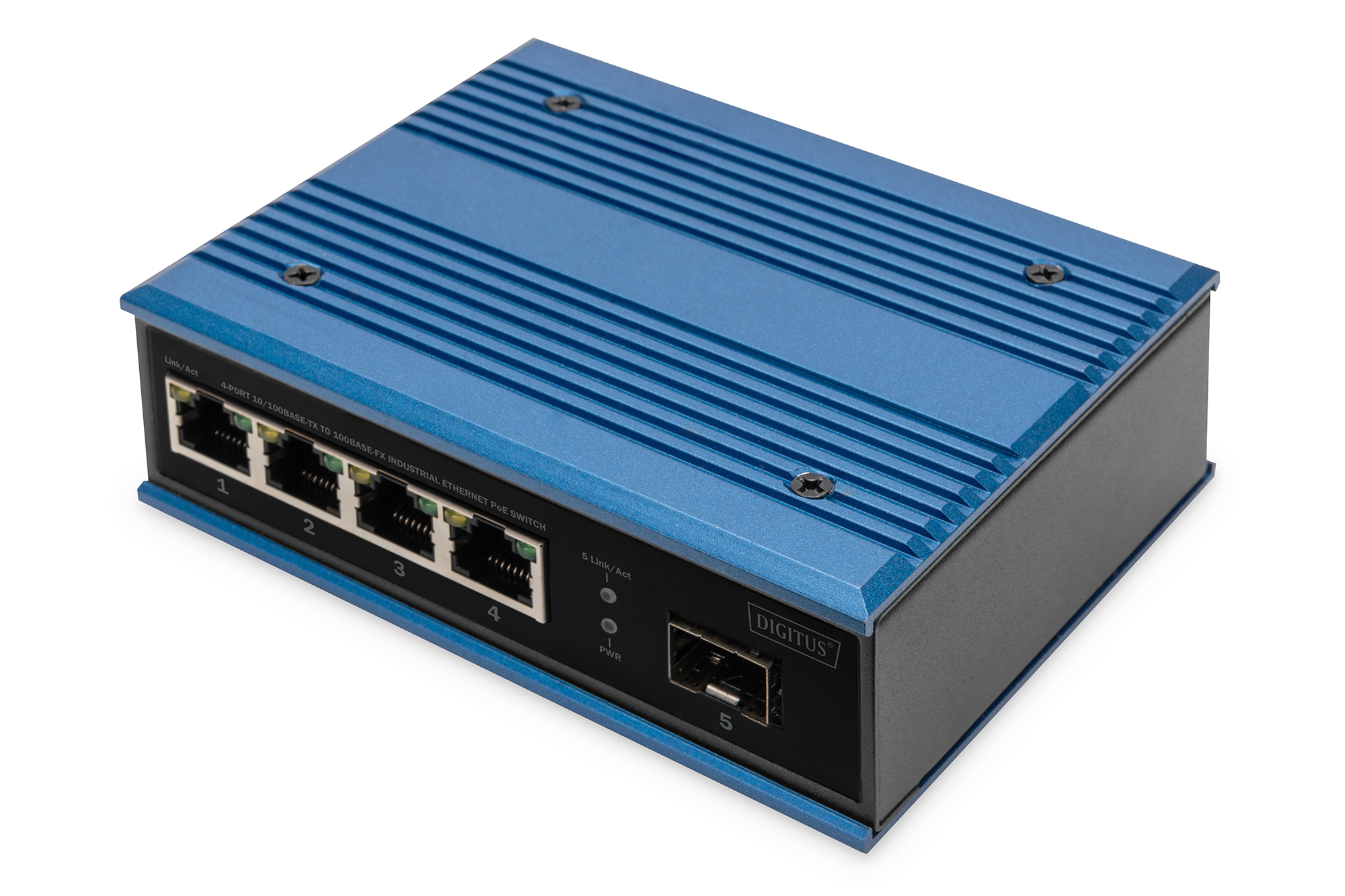 Image of Digitus 4 Port Fast Ethernet Network PoE Switch, Industrial,...