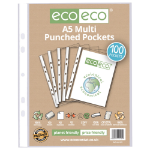 Eco Eco A5 100% Recycled Bag 100 Multi Punched Pockets - Pack of 100