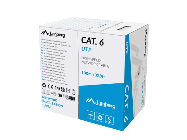 Lanberg LCU6-11CU-0100-S networking cable Grey 100 m Cat6 U/UTP (UTP)