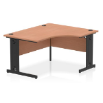 Dynamic Impulse Right Crescent Office Desk W1400 x D1200 x H730mm Cable Managed Leg Beech Finish Black Frame - I004544 DD