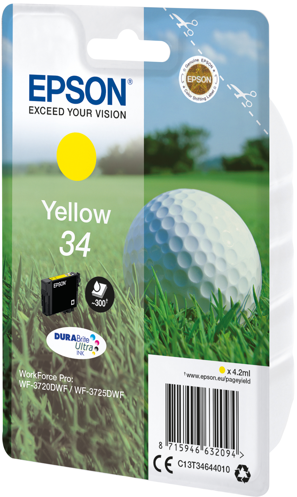 Epson C13T34644010/34 Ink cartridge yellow, 300 pages 4,2ml for Epson WF-3720