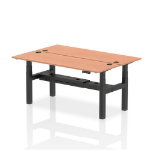 Dynamic Air Back-to-Back W1800 x D600mm Height Adjustable Sit Stand 2 Person Bench Desk With Cable Ports Beech Finish Black Frame - HA02502 DD