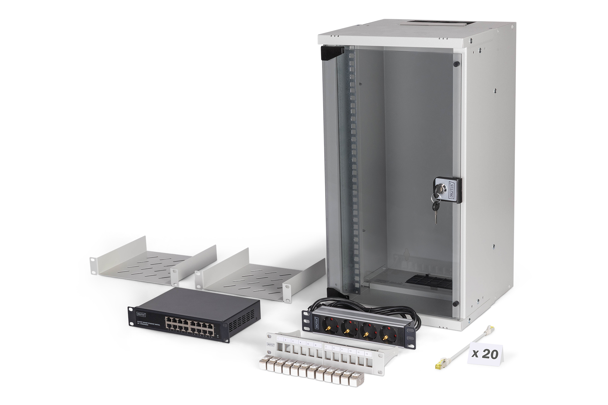 Digitus SOHO Pro network set, 254 mm (10") - 12U, 315 x 300 mm (W x D)