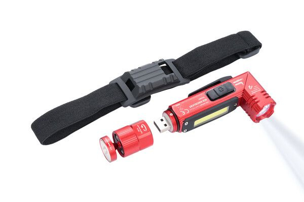 TROIKA ECO KNICKLICHT Red Hand flashlight + Headband flashlight COB LED