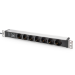 Digitus Socket strip with aluminum profile, 7 safety sockets, 2 m cable with surge protection