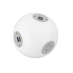 OE Elsafe : Pluto 1 x GPO / 2 x 5A TUF with 2000mm Lead with 10A Three Pin Plug - White/Silver