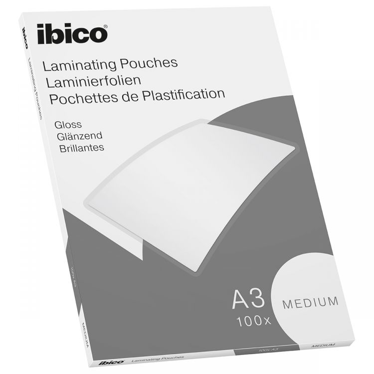 Image of Ibico Basics A3 Gloss Laminating Pouches Medium - Pack of 100