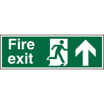 SECO by Stewart Superior SECO Safe Prodecure Safety Sign Fire Exit Man Running Right and Arrow Pointing Up Semi Rigid Plastic 450 x 150mm - SP129SRP450X150