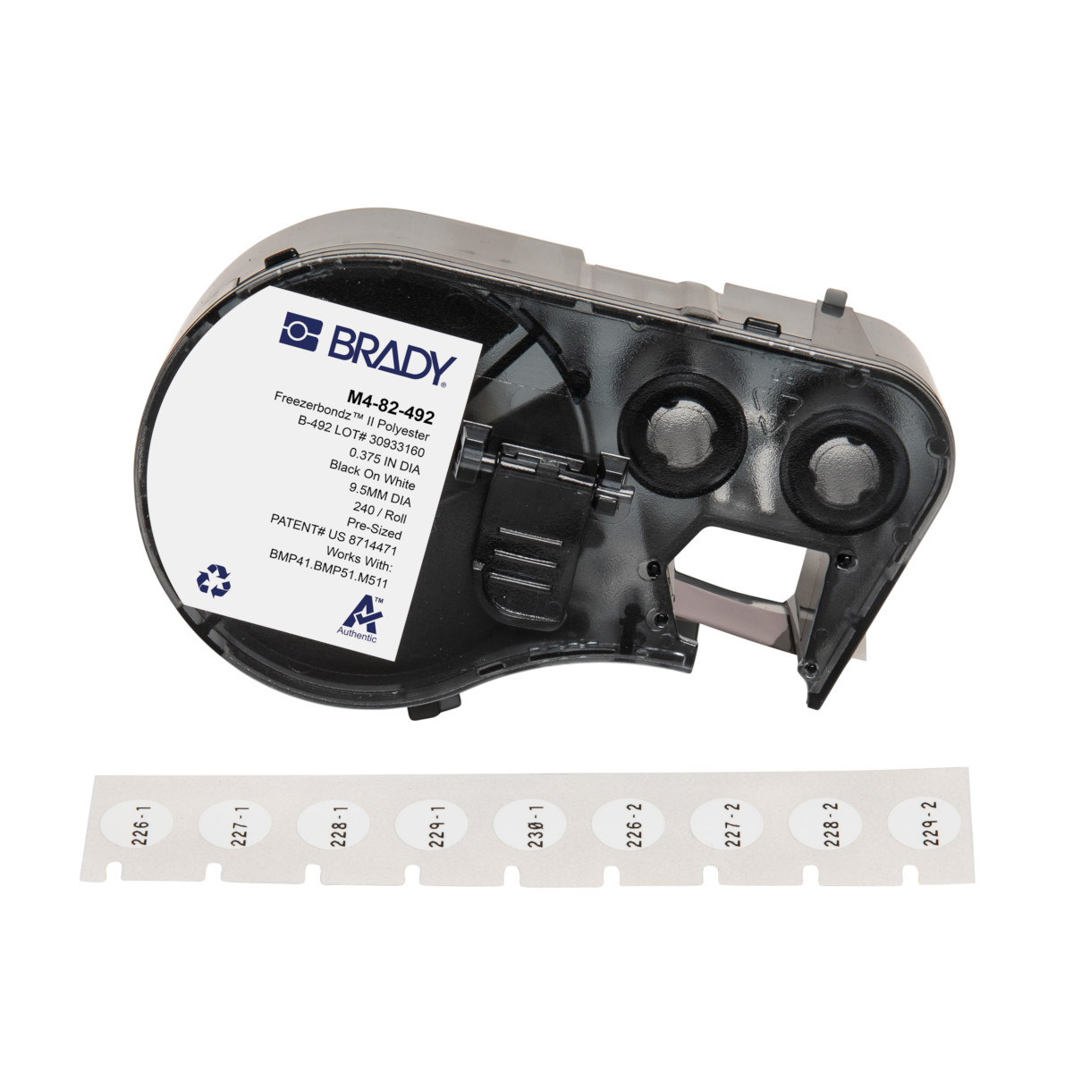 Image of Brady M4-82-492 printer label Black. White Self-adhesive printer label