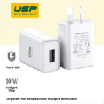 USP 10W USB-A Fast Wall Charger White - Intelligent Chip, Smart Charging, Output Voltage DC5V/3A, Output Current 2A max, Charge Your Phones & Tablets