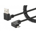 Manhattan USB-A to Micro-USB Cable, 1m, Male to Male, Black, 480 Mbps (USB 2.0), Tangle Resistant Curly Design, Angled Connectors, Ideal for Charging Cabinets/Carts, Hi-Speed USB, Lifetime Warranty, Polybag  Chert Nigeria