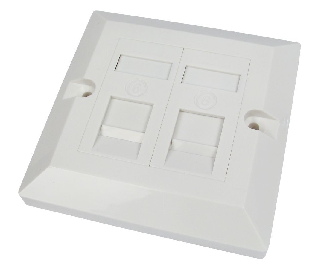 Image of Cables Direct Single Cat6 Faceplate 2 Port outlet box White