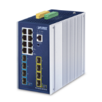 PLANET IP30 DIN-rail Industrial L3 Managed Gigabit Ethernet (10/100/1000) Aluminium, Blauw