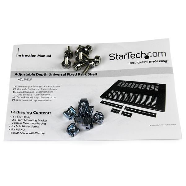 StarTech.com 1U Adjustable Mounting Depth Vented Rack Mount Shelf - 175lbs / 80kg