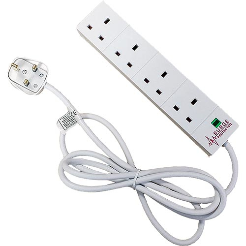 Cablenet 4 Way UK White 13Amp Surge Protected Power Strip with 2m Lead